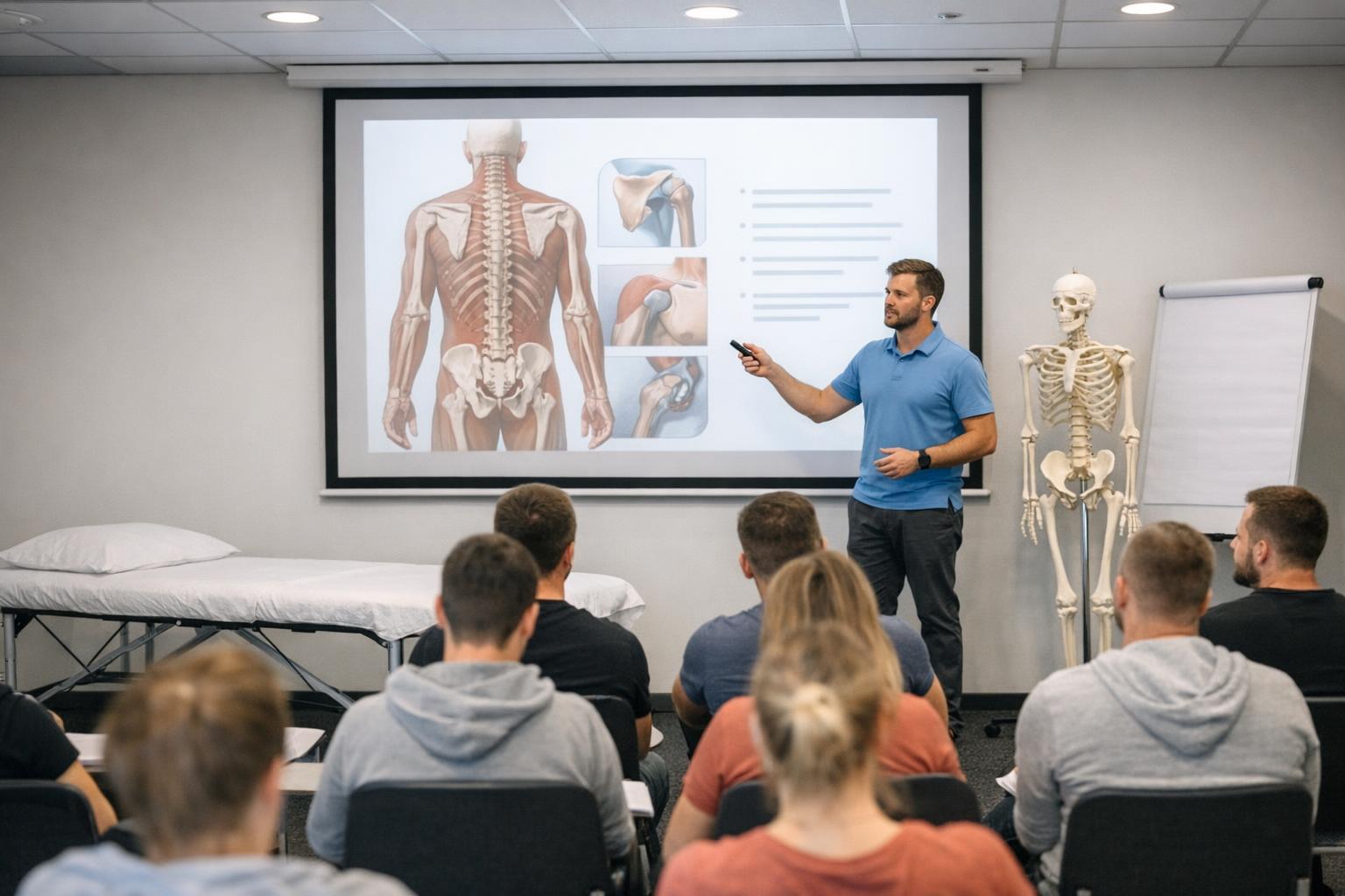 Zdjęcie wykładu teoretycznego podczas szkolenia z fizjoterapii w Poznaniu